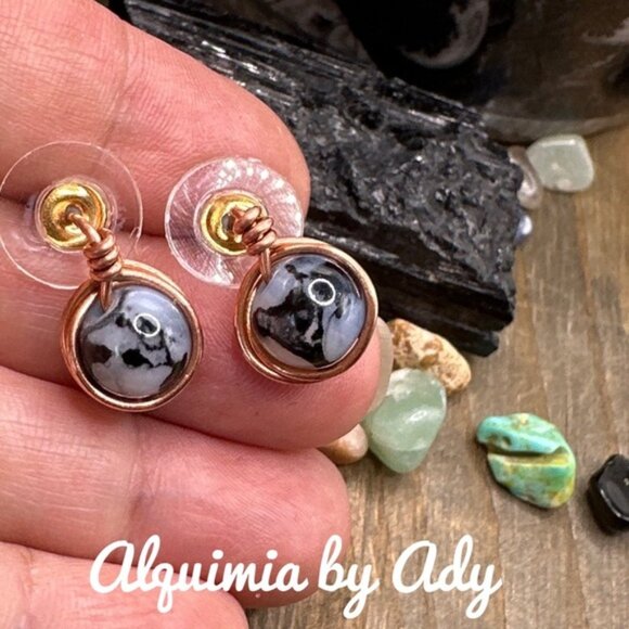 Rutile copper stud earrings - Picture 1 of 1